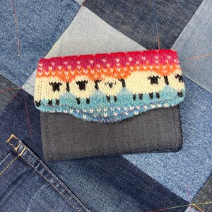 Sonnenuntergang Schafwolle Geldbeutel, einzigartiges Portemonnaie, Geldbörse Brieftasche, schrulligen Geldbeutel, Kupplung Geldbörse, gestrickte Geldbörse, Kupplung Geldbörse für Frauen