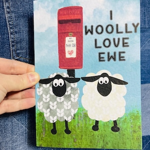 Greetings Card | Sheep postbox - Personalised Birthday Card, Anniversary Card, Valentines Card, I Puffin Love You