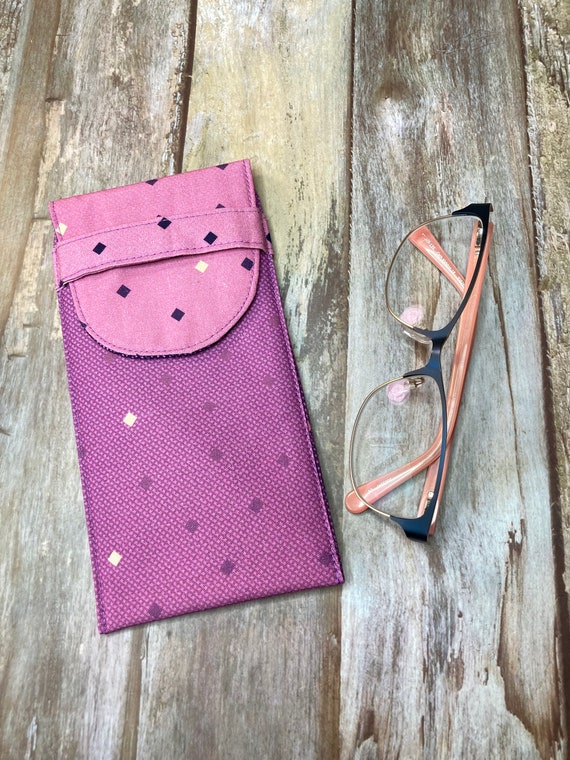 Dusky Pink Quilted Glasses Case: Handmade Fabric Specs Pouch