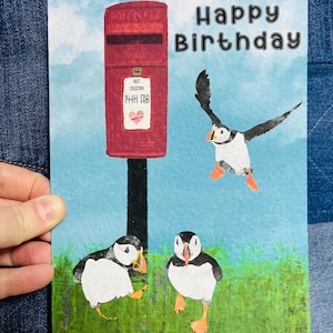 Greetings Card | Puffin Postbox - Personalised Birthday Card, Anniversary Card, Valentines Card, I Puffin Love You