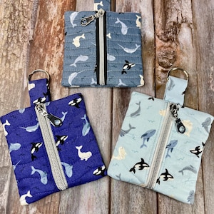 Mini pochette zippée matelassée Orca, porte-monnaie, porte-monnaie porte-clés, trousse d'urgence, porte-monnaie porte-clés Orca, pochette Sealife