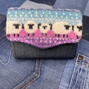 Twilight Schafwolle Geldbörse, einzigartige Geldbörse, Portemonnaie, Clutch Geldbörse, Strick Geldbörse, Clutch Wallet für Frauen