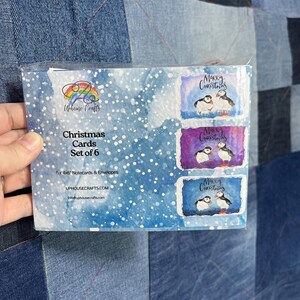 Carte de Noël de macareux | Shetland - Lot de 6 cartes pour lettres macareux | Bleu Violet