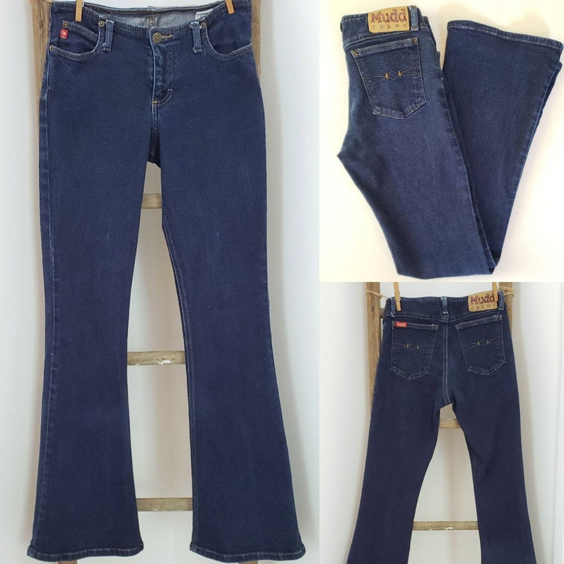 90s Jeans Vintage Mudd Jeans Dark Wash Bell Bottoms Size 7 Etsy