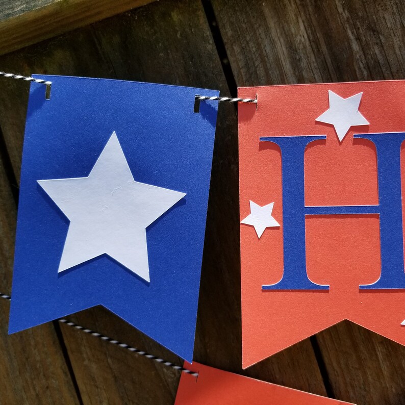 Patriotic Happy Birthday Banner Stars and Stripes - Etsy