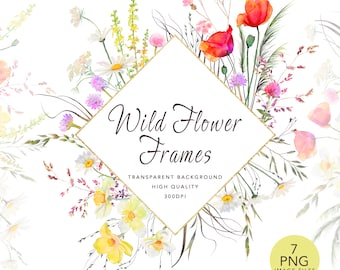 Watercolor Wildflower Clipart: Meadow Floral PNG (Digital Download)