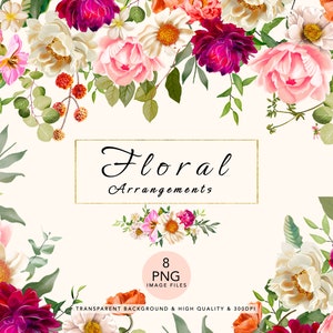水彩画のフラワーアレンジメント クリップアート PNG 花束 PNG クリップアート 結婚式招待状 花のクリップアート ピンクのフラワーアレンジメント 文房具