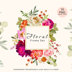 Clipart cadre floral aquarelle Png Clip Art floral Png Cadres de fleurs Clipart cadre de mariage avec bordure florale Cadre aquarelle Png