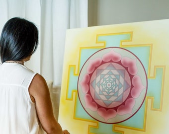 Venus Yantra |Meditative Geometric Art | Quality Canvas Giclee Print