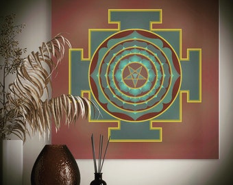 Goddess Matangi Yantra Canvas Print | Sacred Geometry Art, Solid Wood Frame