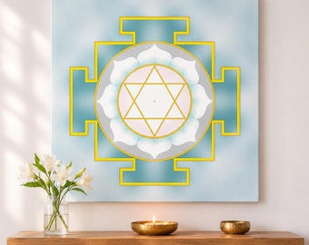 Goddess Saraswati Yantra Canvas Print | Sacred Geometry Art | Vaastu Art