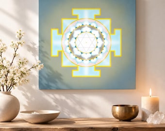 Moon Yantra Canvas Print | Chandra Yantra | Sacred Geometry Art | Giclée Wall Art