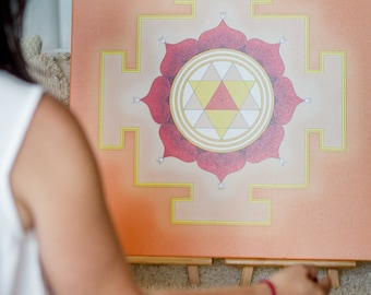 Goddess Durga Yantra Canvas Print: Sacred Geometric Art, Vaastu Design