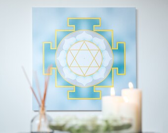 Goddess Saraswati Yantra Canvas Print: Sacred Geometric Art, Vaastu
