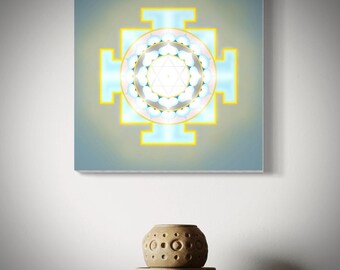 Moon Yantra | Meditative Geometric Art | Quality Canvas Giclee Print | Vaastu | Shipa Technology