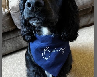 Personalised embroidered Bandana - Dog/Cat  through The Collar Bandana - any colour