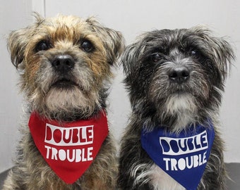 Double Trouble Dog Cat Over The Collar Bandana -  Any Colour