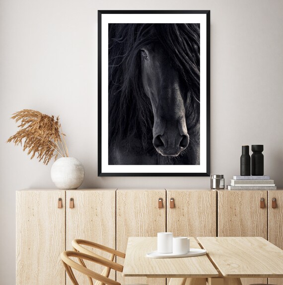 Black Stallion Art Print Black Horse Wall Art Print Horse Etsy