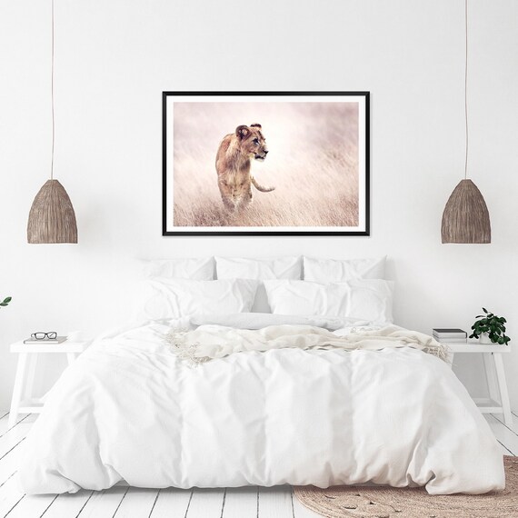 Lion Art Print African Animal Wall Art African Artwork Neutral Etsy
