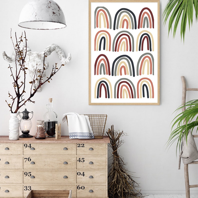 Neutral Rainbow Art Print Boho Wall Decor Abstract Artwork Bohemian Art Print Modern Rainbow Art Print Neutral Shades FREE SHIPPING