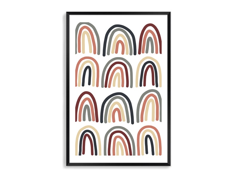 Neutral Rainbow Art Print Boho Wall Decor Abstract Artwork Bohemian Art Print Modern Rainbow Art Print Neutral Shades FREE SHIPPING