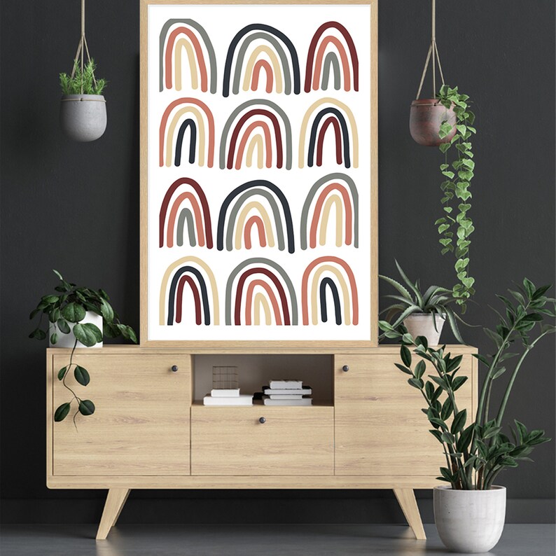 Neutral Rainbow Art Print Boho Wall Decor Abstract Artwork Bohemian Art Print Modern Rainbow Art Print Neutral Shades FREE SHIPPING