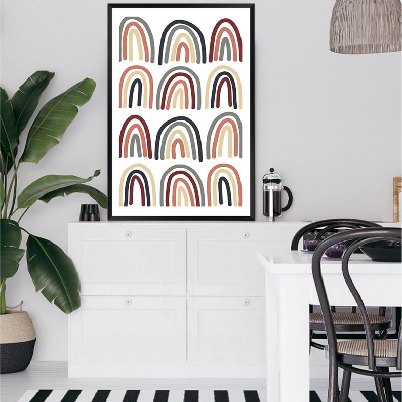 Neutral Rainbow Art Print Boho Wall Decor Abstract Artwork Bohemian Art Print Modern Rainbow Art Print Neutral Shades FREE SHIPPING