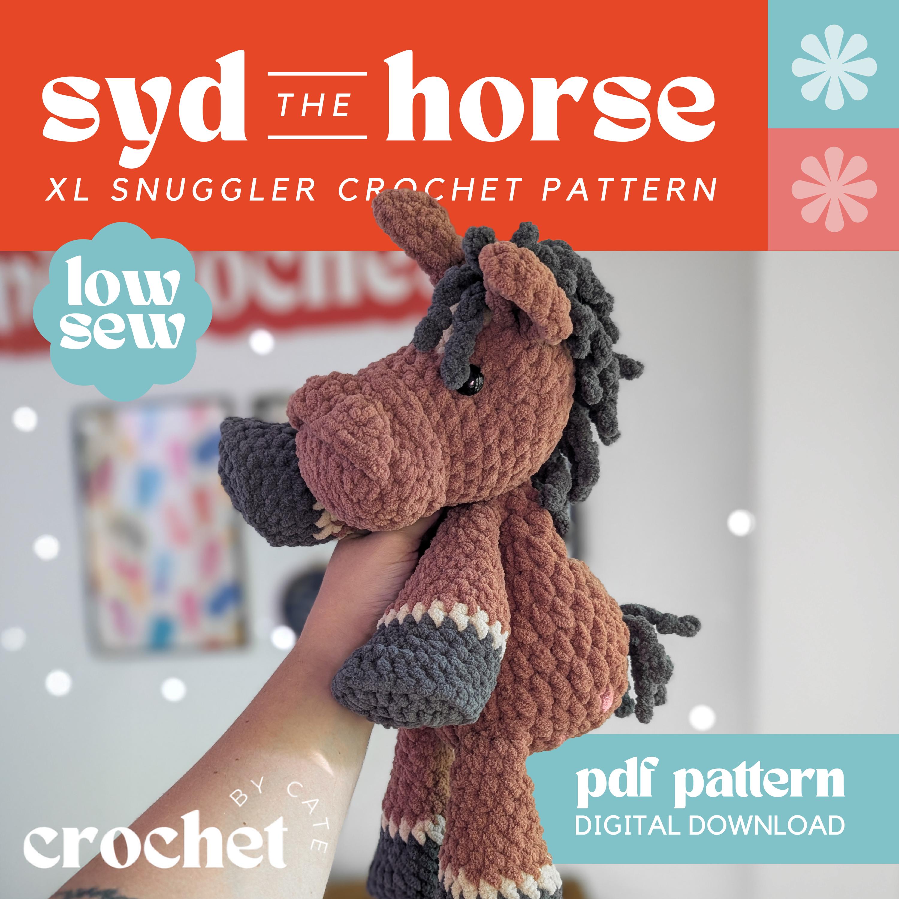37 Horse Crochet Patterns: Amigurumi Horses, Ponies, Hobbyhorses, and More 33 Syd the XL Horse Snuggler Crochet Pattern and Unicorn