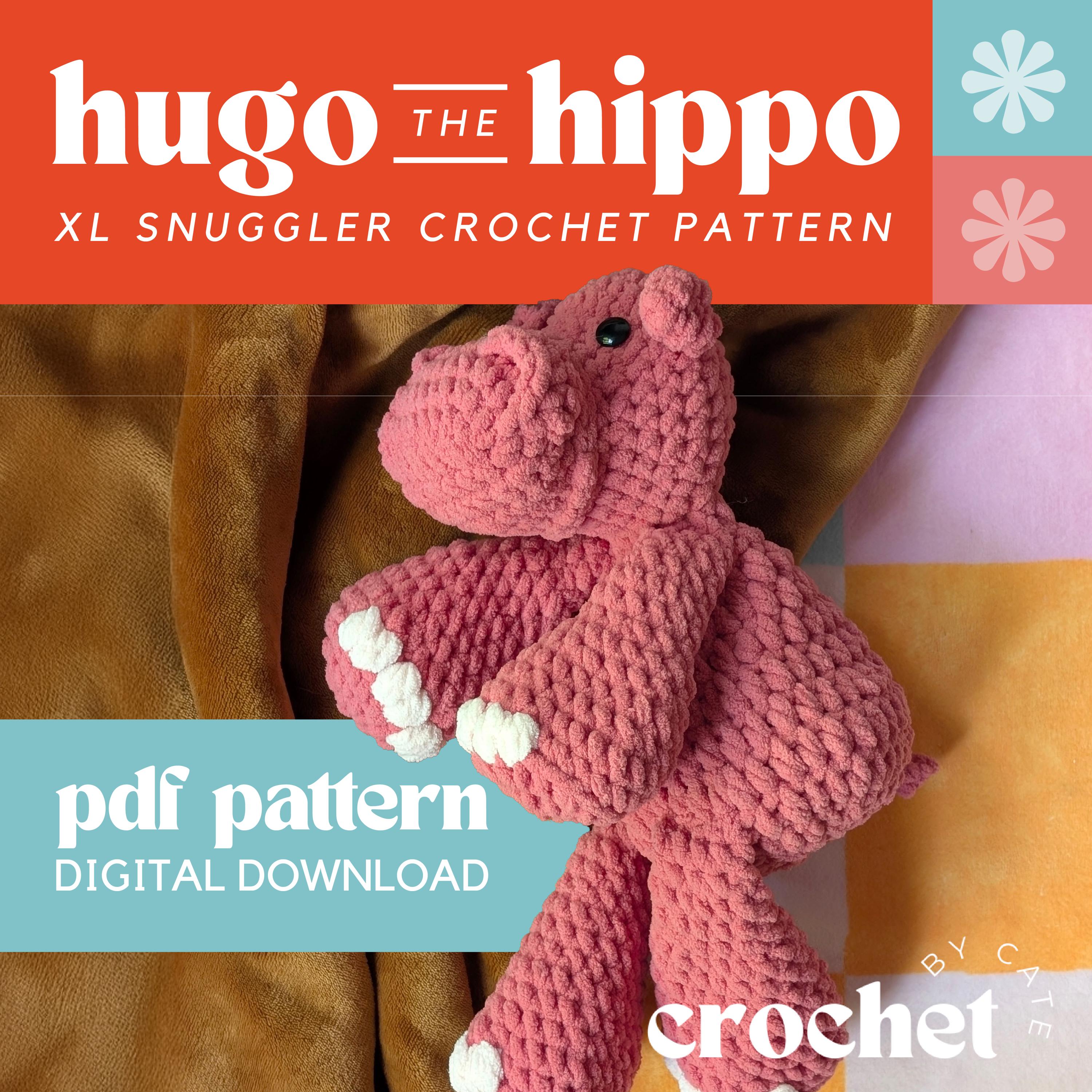 XL Hippo Snuggler Crochet Pattern: Zoo Nursery Plushie