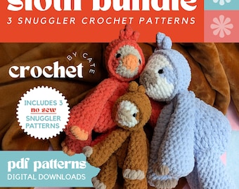 Pacote de padrões de crochê para preguiças: GG, padrão, mini (download em PDF)