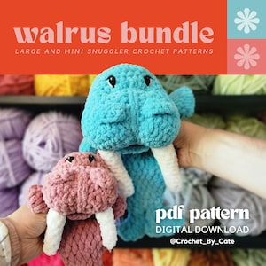 Walrus Snuggler-haakpatroonbundel: groot en mini Lovey (pdf-patroon)