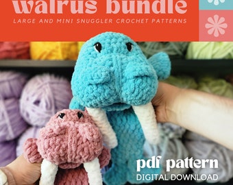 Large and Mini Walrus Snuggler Bundle | Snuggler | Walrus | Crochet Pattern | Walrus Lovey | Patten Bundle