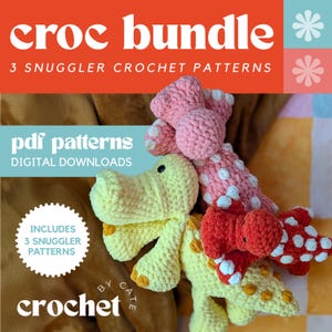 Crocodile Snuggler Crochet Pattern Bundle: XL, Standard, Mini (PDF Download)