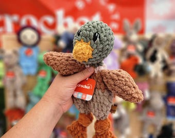 Muñeco de pato real de ganchillo: Muñeco anudado para acurrucarse, decoración infantil de caza
