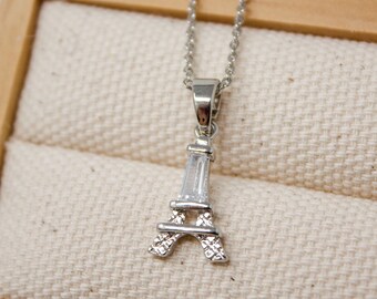 Eiffel Tower Necklace, Eiffel Tower Charm Necklace, Eiffel Tower, Silver, Necklace, Jewelry, Charm Necklace