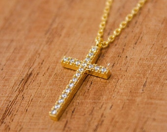 Cross Necklace, Cubic Cross, Cross Charm, Religious Necklace Cross, Tiny Cross Necklace, Cubic Cross Necklace Gift for Her