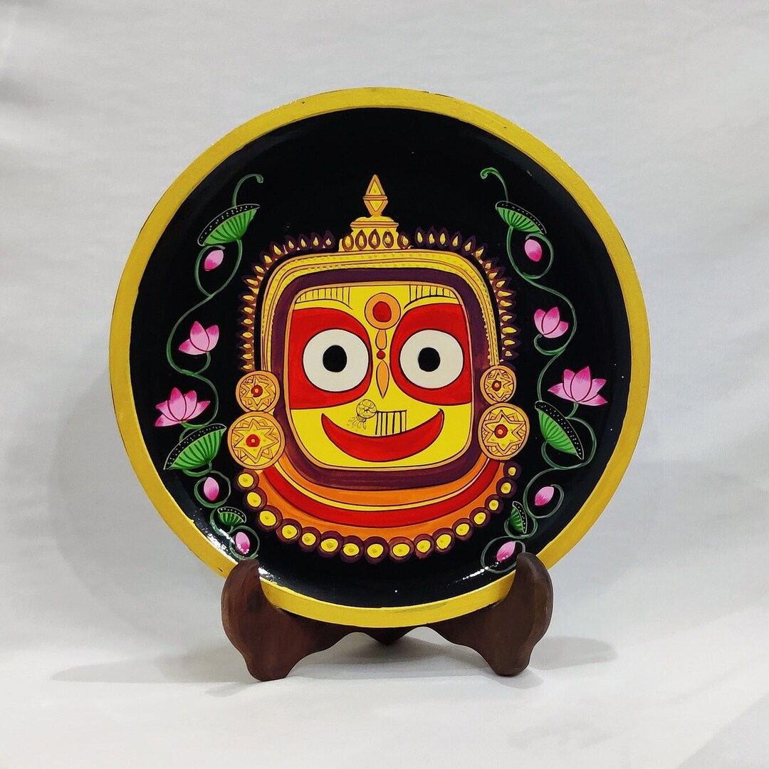 Pichwai Wall Plate, Pichwai Hand Painted Wooden Plates for Home