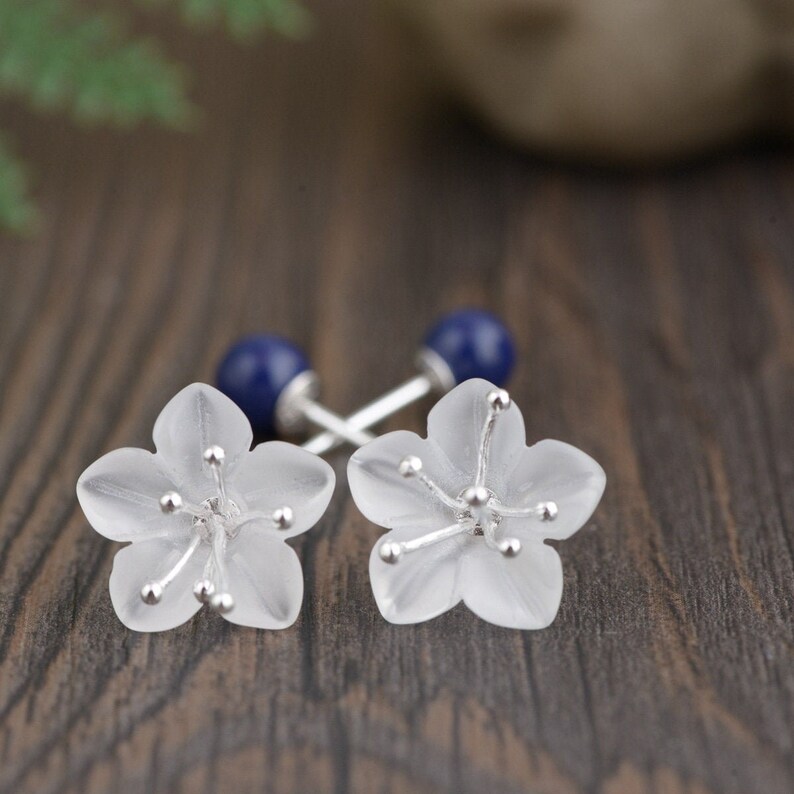 Oriental Earrings Jade Bead Earrings White Jade Earrings Unique Jewelry Jade Jewelry Floral Earrings Jade Earrings Vintage Earrings