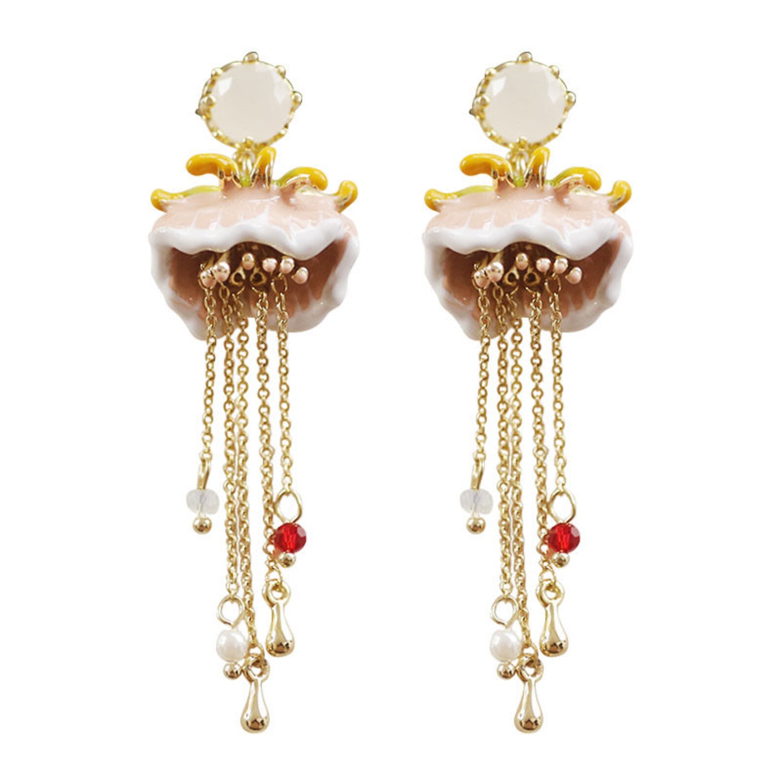 Tassel Earrings Enamel Earrings Dangle Earrings Blossom Of Etsy