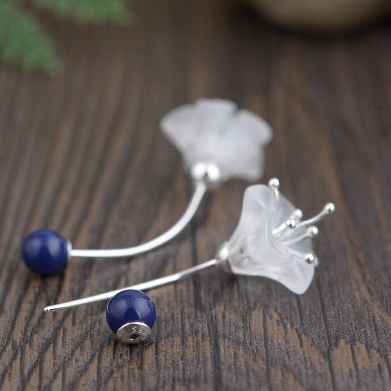 Oriental Earrings Jade Bead Earrings White Jade Earrings Unique Jewelry Jade Jewelry Floral Earrings Jade Earrings Vintage Earrings