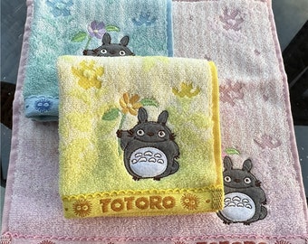 Anime Characters Towels, Square Embroidered Flower Bathroom Towels, kawaii Towels for Your Daily Routine