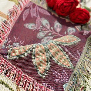 Gewebte Decke mit Regenbogenblumen, einzigartiges Design für Heimdekoration, Sofa, Camping und mehr. Bild 8