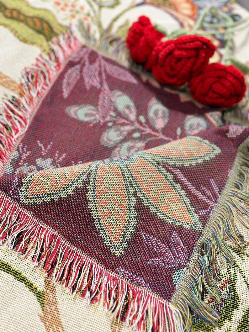 Gewebte Decke mit Regenbogenblumen, einzigartiges Design für Heimdekoration, Sofa, Camping und mehr. Bild 8