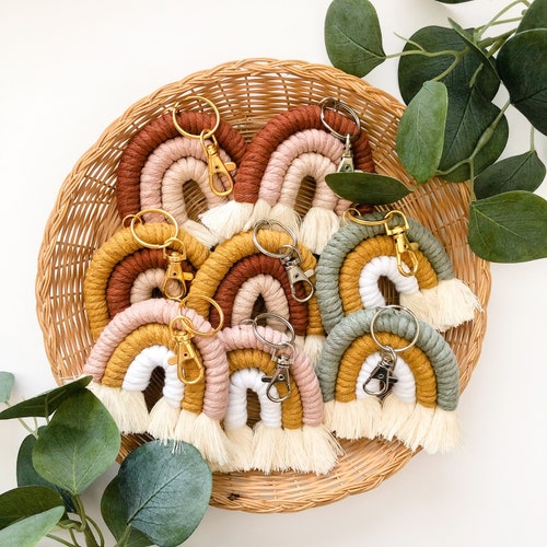 Macrame rainbow keychains/keychain/accessories/rainbow/bag clip/purse accessories/rainbow decor