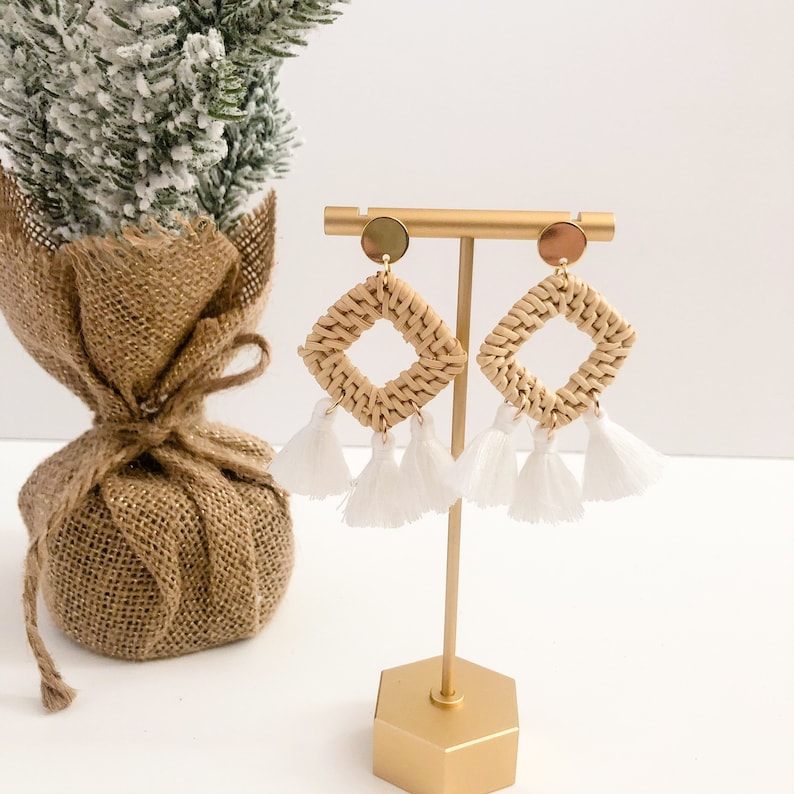Rattan Tassel earringsmacrame earringsRattan dangles