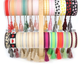 169 Colors Handmade Woven Bracelet Friendship Bracelet Adjustable Tassels Braided Rope Gift Wristband