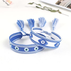 19 Colors Evil Eyes Embroidered Bracelet Bulk Handmade Braided Rope Wedding Party Gift Bracelet Jewelry Tassel Wristband