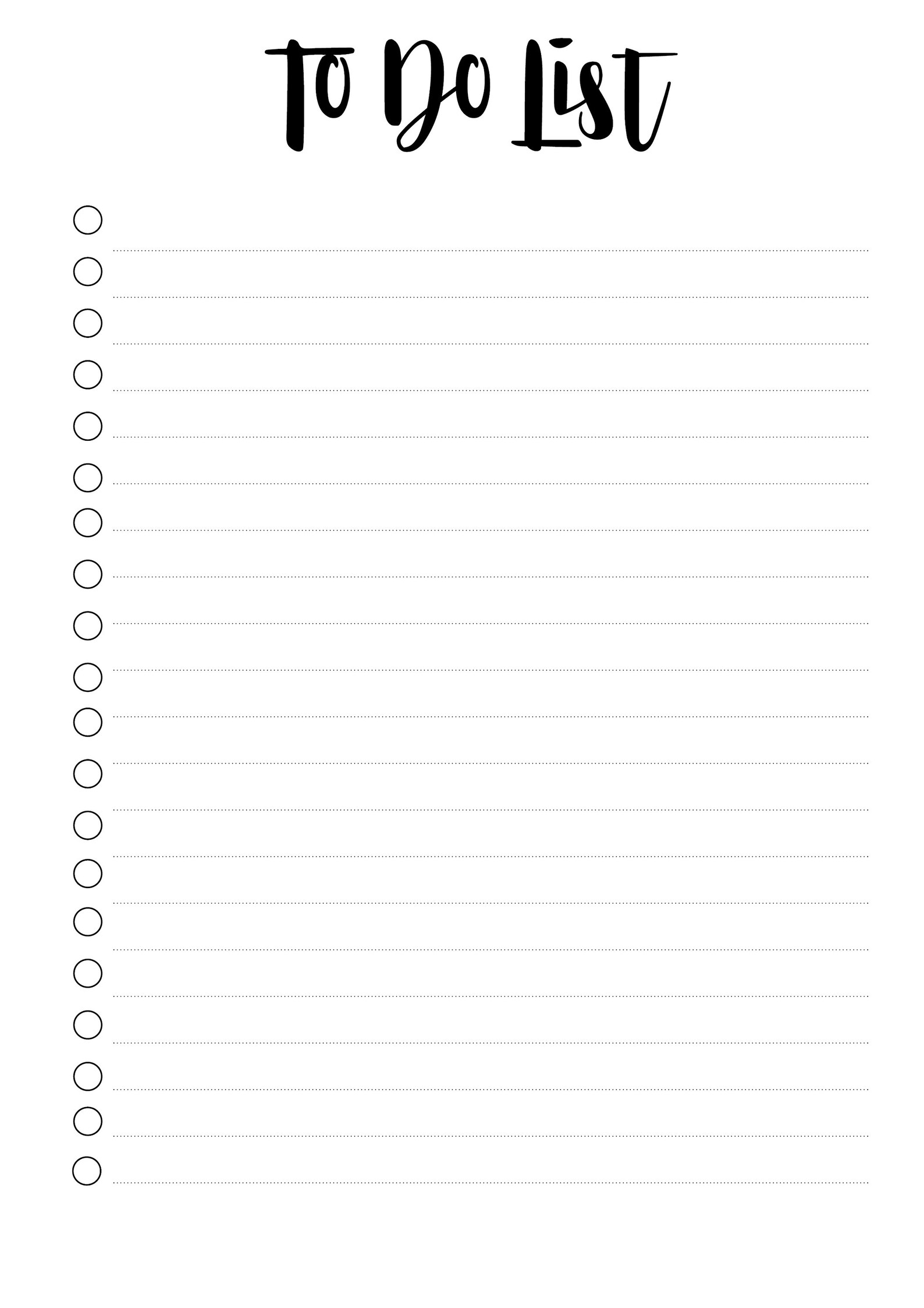 10 Awesome Printable To Do List Black White