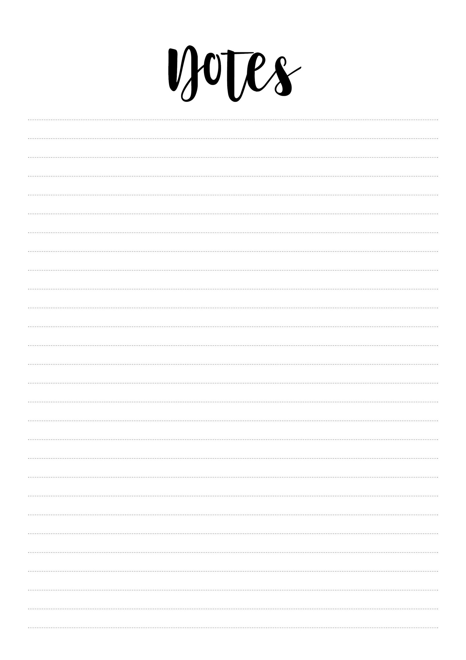 Notes Page Printable Instant Download Minimalist Black and Etsy Notes Page Printable Instant Download Minimalist Black and Etsy