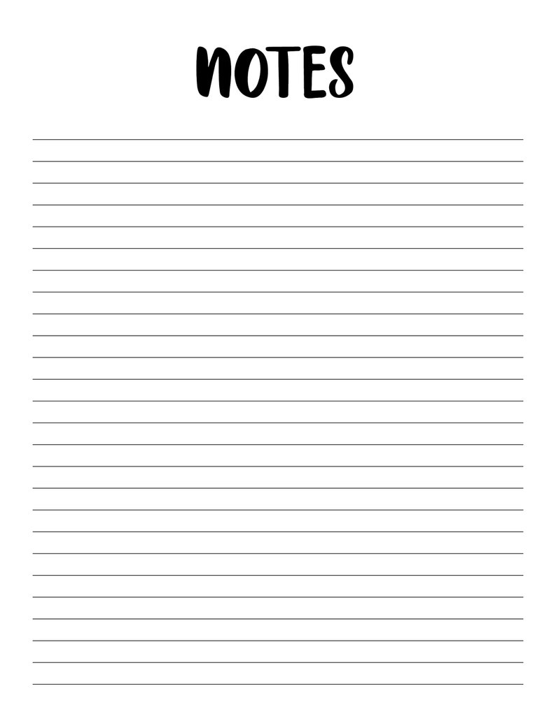 Printable Notes Page Pdf